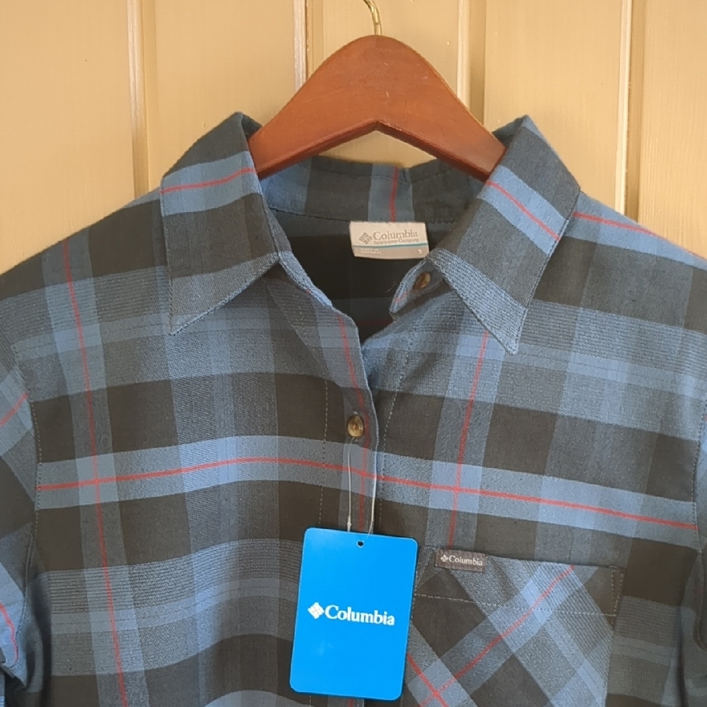 Columbia Blue Plaid Flannel Shirt